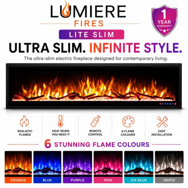 Lumiere LITE Slim Front Facing Electric Fireplace product view
