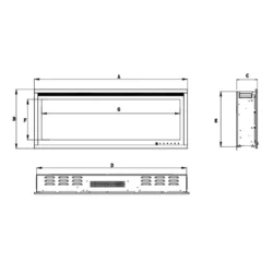 Lumiere LITE Slim Front Facing Electric Fireplace dimensions diagram