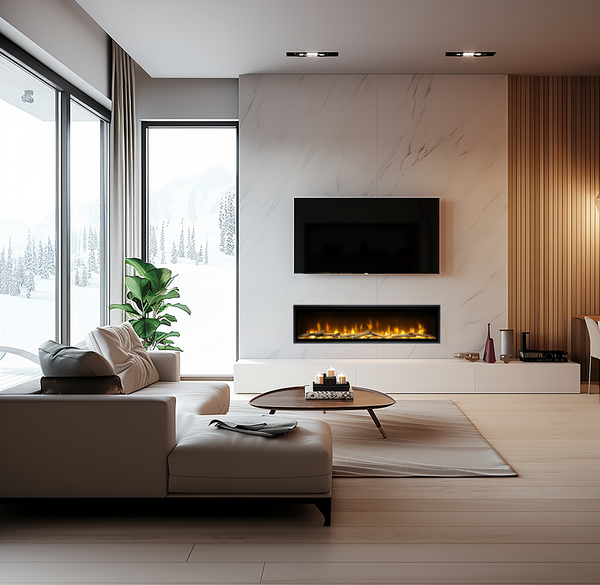 Dimplex Ignite Evolve media wall fire product range view