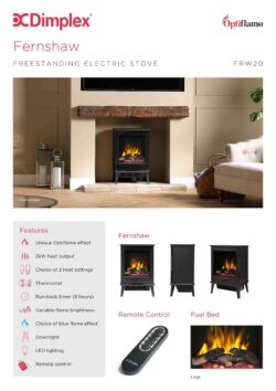 Dimplex Fernshaw Optiflame Freestanding Electric Stove product information graphic