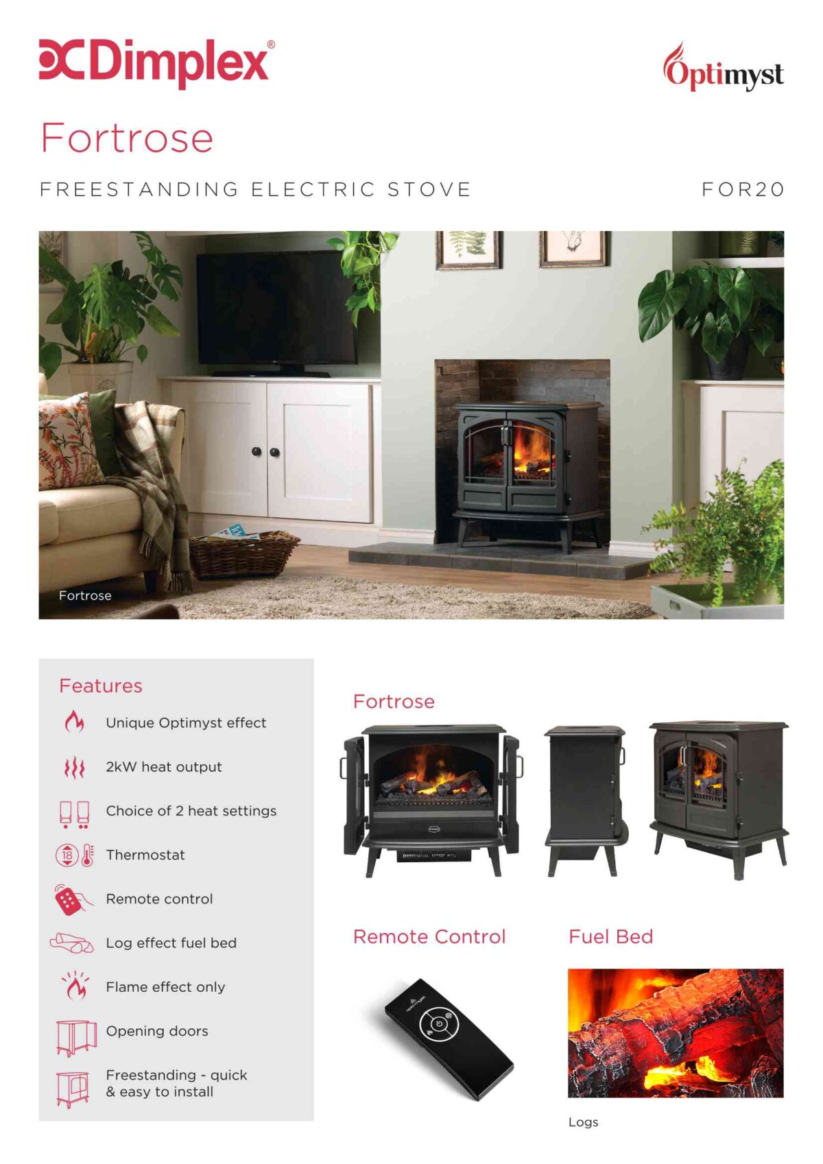 Dimplex Fortrose Optimyst Electric Stove | Realistic Electric Log ...