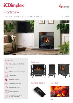 Dimplex Fortrose Optimyst Freestanding Electric Stove product information graphic