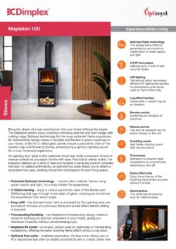 Dimplex Mapleton 100 Optimyst Freestanding Electric Stove product information graphic