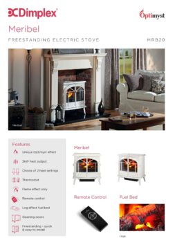 Dimplex Meribel Optimyst Freestanding Electric Stove product information graphic
