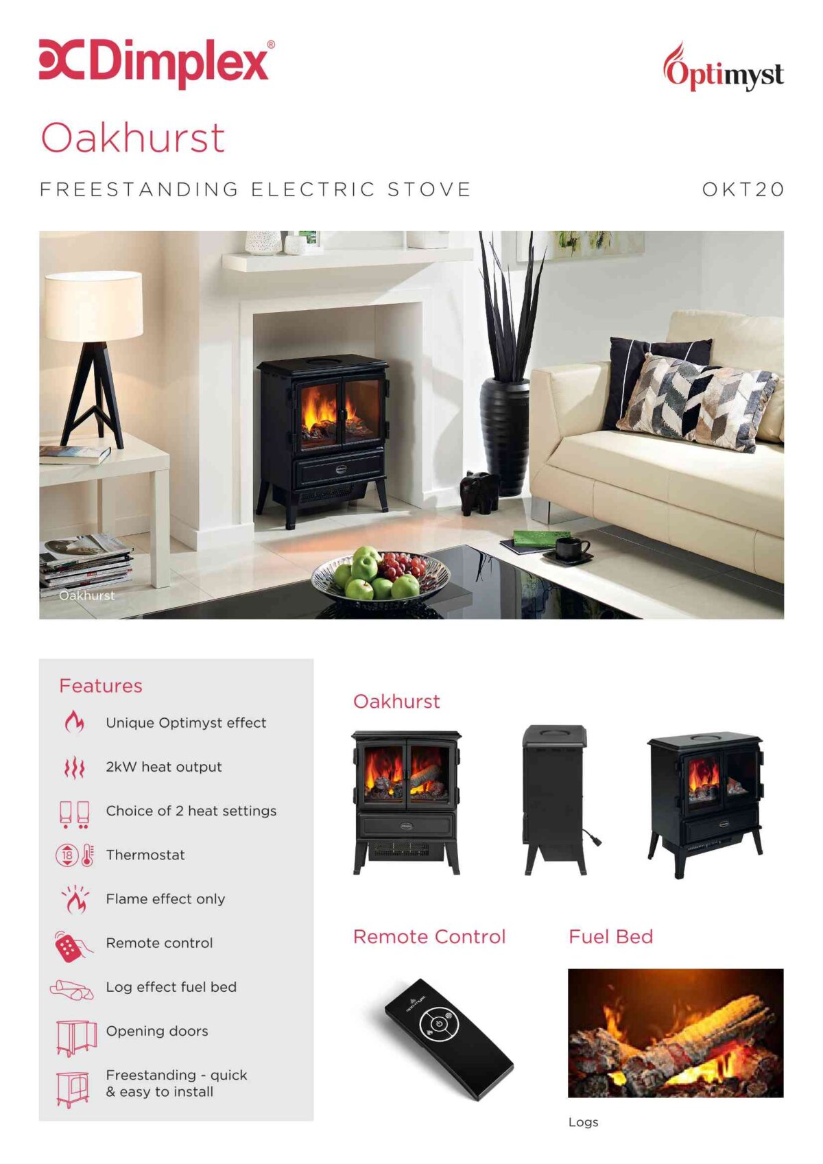 Dimplex Oakhurst Optimyst Electric Stove | Traditional Electric Log ...
