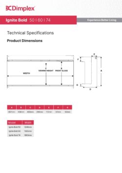 Dimplex Ignite Bold media wall fire dimensions diagram