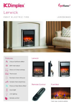 Dimplex Lerwick Optiflame Electric Fire - Chrome product information graphic