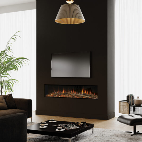 Evonic E-lectra 1800 Electric Media Wall Fire with British Woodland Logs product view