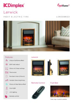 Dimplex Lerwick Optiflame Electric Fire - Brass additional product view