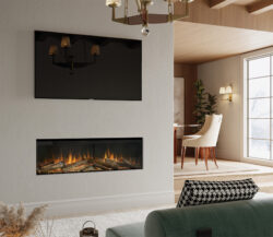 Evonic Volante 1250 Electric Media Wall Fire black finish