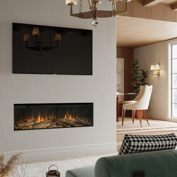 Evonic Volante 1250 Electric Media Wall Fire black finish