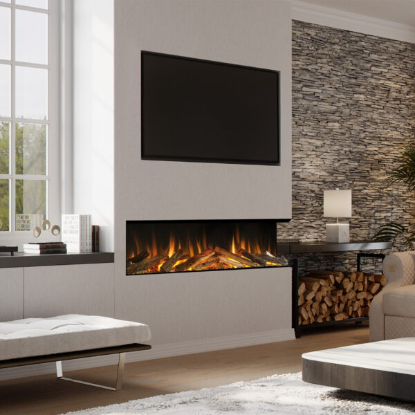 Evonic Volante 1500 Electric Media Wall Fire black finish