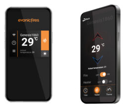 Evonic Electric Media Wall Fire mobile app controls