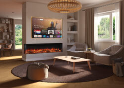 Onyx Avita 190RW Premium 3-Sided Electric Media Wall Fire two-sided view