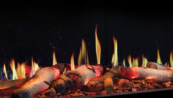 Onyx Fusion 150RW LCD Electric Fire - Birch Log Effect close-up detail