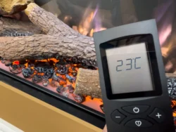 Charlton & Jenrick Go Eco Media Wall media wall fire remote control with close-up detail