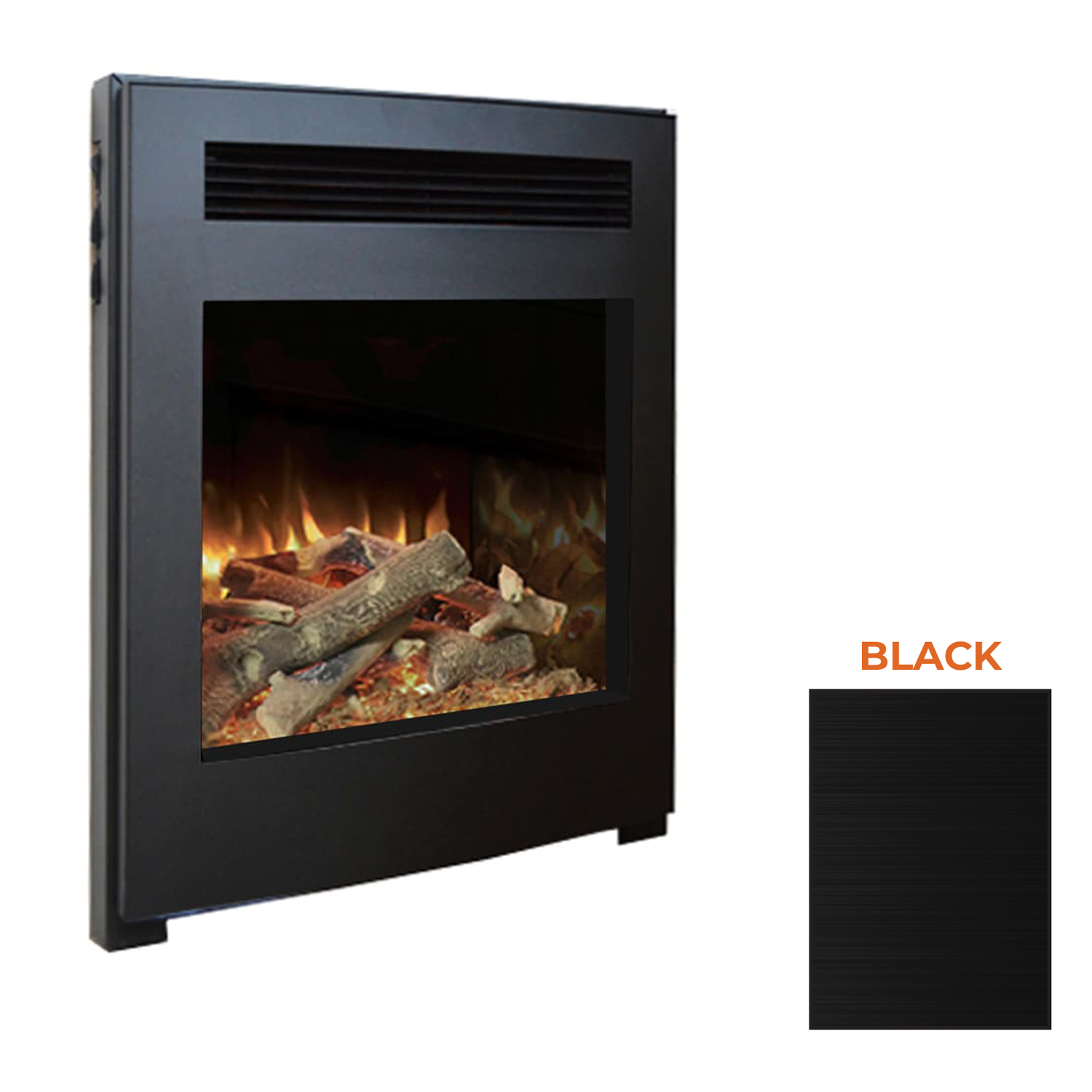 Evonic Detroit Black Electric Inset Fire – Product Range View Evonic Detroit Black Electric Inset Fire product range view